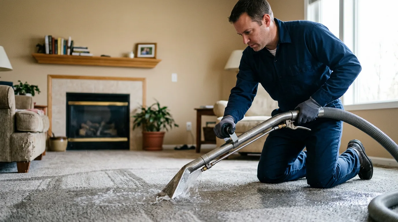Water damage restoration technician working near Newell, WV